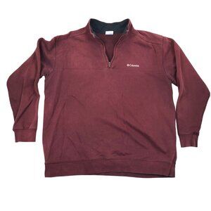Columbia Men's Half Zip Fleece Pullover XL Hart Mountain II Red Long Sleeve